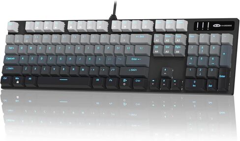 MageGee Mechanical Gaming Keyboard, New Upgraded Blue Switch 104 Keys White Backlit Keyboards, USB Wired Mechanical Computer Keyboard for Laptop, Desktop, PC Gamers(White & Pink) in Kuwait