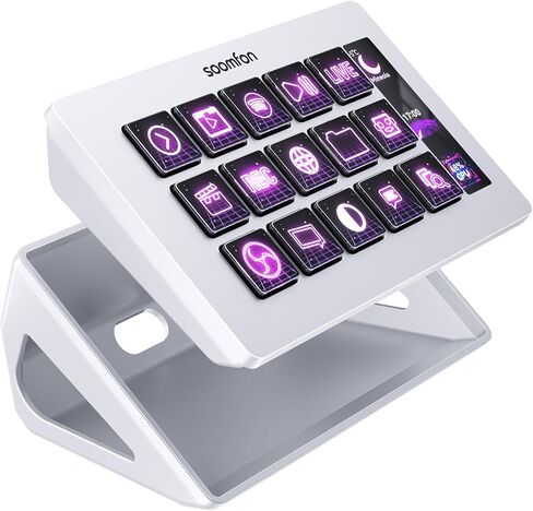 SOOMFON Stream Controller Studio Control Deck 15 Macro Keys and Dashboard | 15 Customized LCD Buttons to Trigger Actions, Compatible with OBS, Twitch, YouTube, for Live Streaming Video Editing, White in Saudi Arabia