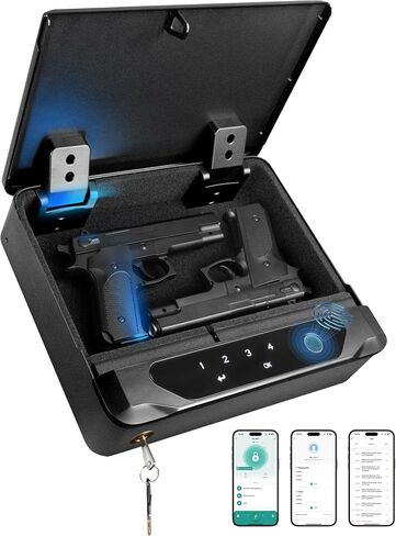 Adoreal Smart Biometric Gun Safe for Handguns, 4 Ways Quick-Access Fingerprint Gun Safe for Pistols, Fingerprint/Digital Keypad/Key/APP Gun Locks Box for Guns, Sturdy Heavy Steel Construction in Saudi Arabia
