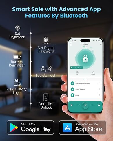 Adoreal Smart Biometric Gun Safe for Handguns, 4 Ways Quick-Access Fingerprint Gun Safe for Pistols, Fingerprint/Digital Keypad/Key/APP Gun Locks Box for Guns, Sturdy Heavy Steel Construction in Saudi Arabia