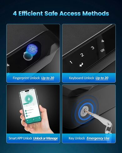 Adoreal Smart Biometric Gun Safe for Handguns, 4 Ways Quick-Access Fingerprint Gun Safe for Pistols, Fingerprint/Digital Keypad/Key/APP Gun Locks Box for Guns, Sturdy Heavy Steel Construction in Saudi Arabia