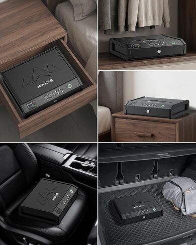 Gun Safe, Biometric Gun Safes for Handgun with LCD of Temp Humidity Battery, USB-C Port, Fingerprint Quick Access Pistol Safe for Home Bedside Nightstand Car | LCD of Temp Humidity Battery, LED Light,USB-C Port, Security Cable, Carbon Steel,Fingerprint Ha in Saudi Arabia