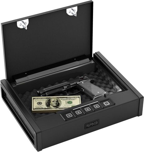 RPNB Biometric Gun Safe for Handgun,Small Pistol Safe, Bedside Handgun Safe | California DOJ Certified,Gun Lock Box with Biometric Fingerprint,Digital Keypad,Bedside,Nightstand,Portable in Saudi Arabia