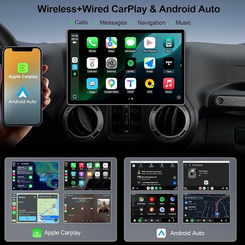 11.5 Inch 8 Core 4GB+64GB Car Radio Stereo for Jeep Wrangler JK Compass Grand Cherokee Dodge Ram, 2K Touchscreen Android 13 Head Unit with Wireless CarPlay & Android Auto, Backup Camera, AM/FM Radio in Saudi Arabia