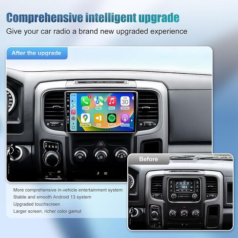 Android 13 Car Stereo for Dodge RAM 1500 2500 3500 2013-2018 with Wireless Carplay & Android Auto, QLED Touch Screen 9inch Head Unit, GPS, Radio, Bluetooth, 5G WiFi, 1080P HD Back-up Camera, FM, SWC in Saudi Arabia