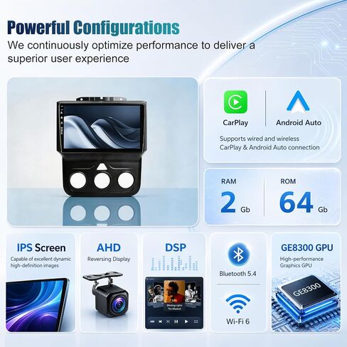 Android 13 Car Stereo for Dodge RAM 1500 2500 3500 2013-2018 with Wireless Carplay & Android Auto, QLED Touch Screen 9inch Head Unit, GPS, Radio, Bluetooth, 5G WiFi, 1080P HD Back-up Camera, FM, SWC in Saudi Arabia