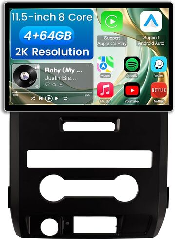11.5 Inch 8 Core 4GB+64GB Car Radio Stereo for Ford F150 2009-2012, 2K Touchscreen Android 13 Head Unit with Wireless CarPlay & Android Auto, 1080P Backup Camera, GPS Navigation, SWC, AM/FM Radio in Saudi Arabia