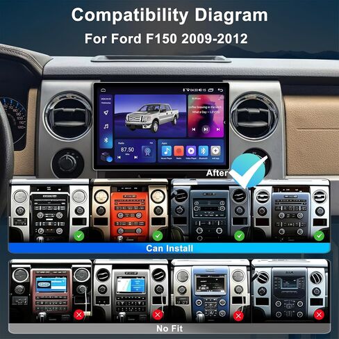 11.5 Inch 8 Core 4GB+64GB Car Radio Stereo for Ford F150 2009-2012, 2K Touchscreen Android 13 Head Unit with Wireless CarPlay & Android Auto, 1080P Backup Camera, GPS Navigation, SWC, AM/FM Radio in Saudi Arabia