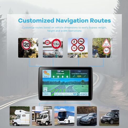 7'' GPS Navigator for Car Truck RV - 2026 North America Maps Free Lifetime Updates, Touchscreen Navigation System, Speed & Red Light Warning, Turn-by-Turn Voice Guidance, for All Cars in Kuwait