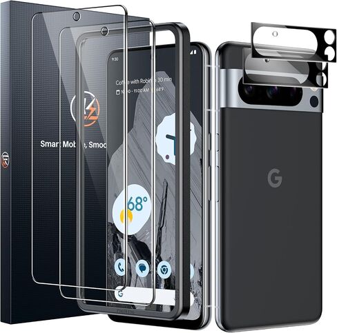 حزمة LK 2+2 لواقي شاشة Google Pixel 8 Pro + واقي عدسة الكاميرا | تناسب منافذ فتحات العدسة، وتدعم فتح بصمة الإصبع، وخالية من الفقاعات، مع أداة تثبيت سهلة in Kuwait