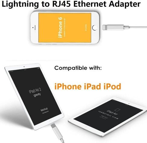 [Apple MFi Certified] Lightning to Ethernet Adapter,RJ45 Ethernet LAN Network Adapter Cable with 8 Pin Connector Compatible with iPhone 13/12/11/XS/XR/X/8/7/iPad/iPod, Plug and Play, Supports 100Mbps | iPhone Lightning Network Adapter Cable with 8 Pin Con in Saudi Arabia