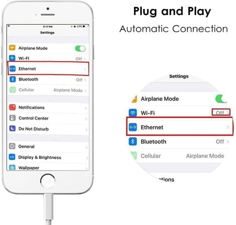 [Apple MFi Certified] Lightning to Ethernet Adapter,RJ45 Ethernet LAN Network Adapter Cable with 8 Pin Connector Compatible with iPhone 13/12/11/XS/XR/X/8/7/iPad/iPod, Plug and Play, Supports 100Mbps | iPhone Lightning Network Adapter Cable with 8 Pin Con in Saudi Arabia