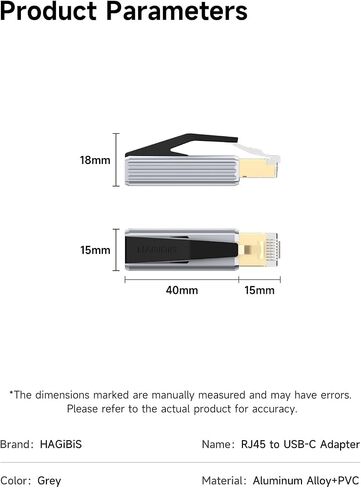 Hagibis USB C to Ethernet Adapter, Portable 1Gbps Gigabit RJ45 to Type-C (Thunderbolt 4/3 Compatible) Network LAN Hub, Compatible for MacBook Pro/Air, iPhone 16 Pro/Max, iPad Pro, XPS (Pack of 2) in Saudi Arabia