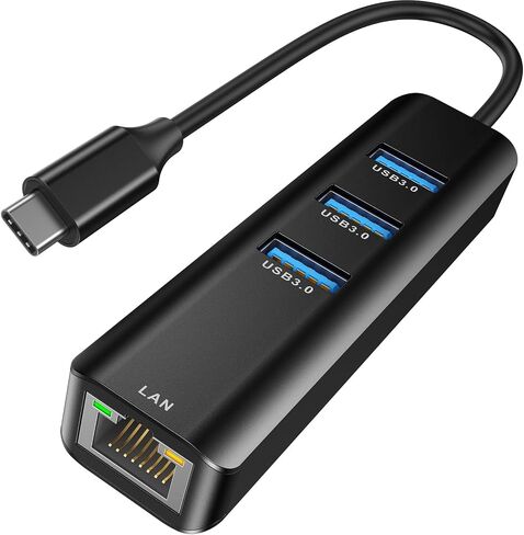 ABLEWE 4-in-1 USB C to Gigabit Ethernet Adapter with 3 USB 3.0 Ports | Plug-and-play RJ45 network hub for MacBook Pro/Air, iPad Pro, iPhone 15/16, Chromebook, XPS and Surface in Saudi Arabia