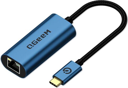 QGeeM USB C to Ethernet Adapter, 1000Mbps Gigabit RJ45 LAN Network Dongle, Thunderbolt 5/4/3 Compatible, Braided Nylon Aluminum Case for iPhone 17/16/15 Pro Max, MacBook Pro/Air M3/2, iPad, XPS - Gray in Saudi Arabia