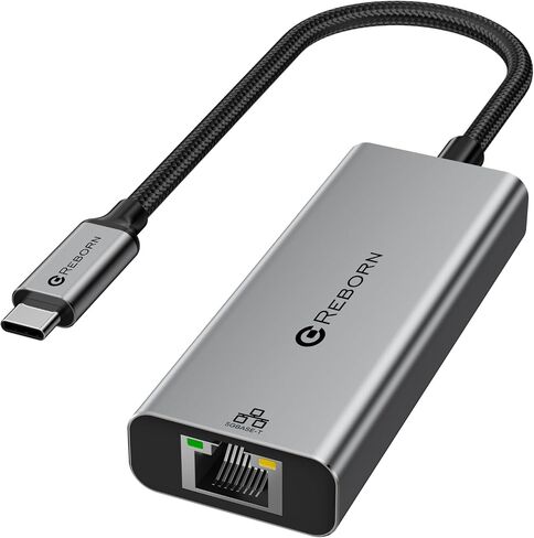 Reborn USB C to Ethernet 5Gb Adapter (0.98FT), Aluminum USB-C to RJ45 5 Gigabit Network Adapter Compatible with USB4, Thunderbolt 5/4, Plug & Play for MacBook, XPS Laptop, and USBC Devices in Saudi Arabia