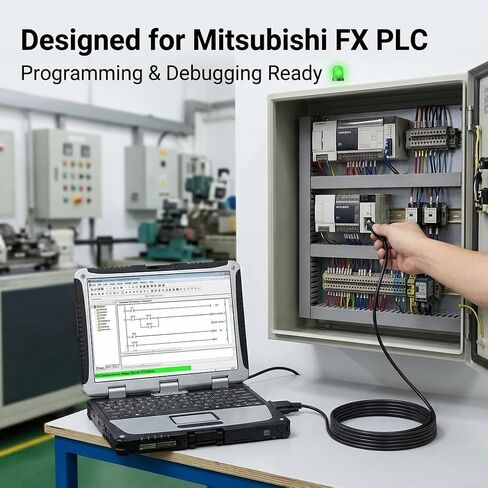 DB9 to Mini DIN 8 Pin PLC Programming Cable 1.8m, RS232 Serial SC-09 Compatible for Mitsubishi FX Series Controller in Saudi Arabia