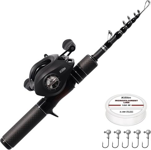 Kilitn Fishing Rod and Reel Combo, Graphite Telescopic Baitcaster Rod, Baitcast Reel Baitcasting Combo, with Lightweight Handle for Freshwater or Saltwater Fishing in Saudi Arabia