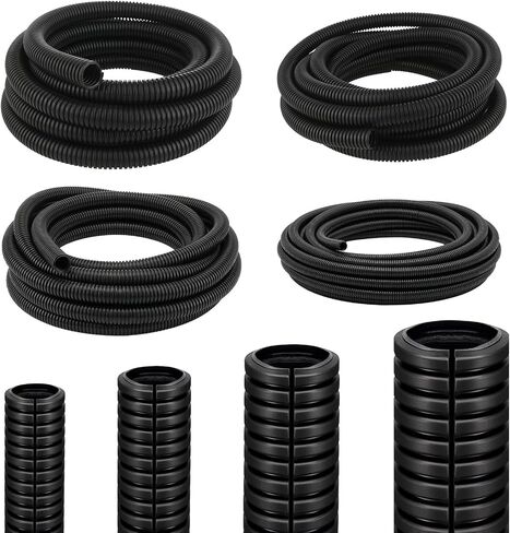 MUZIK 120FT Split Wire Loom, 4pc Flame Retardant PP Cable Sleeve Management | Heat & Abrasion Resistant, Flexible Split Design, Durable Cable Protection, Automotive & Home Use, Long Lasting Protection in Saudi Arabia