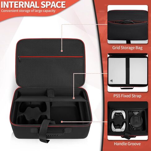 GMAK Hard Shell Carrying Case for PS5 Console, Travel Protective Bags | Compatible with PS5/PS5 Pro/PS5 Slim, Controllers and Gaming Accessories, Shell Case for Playstation PS5 Hard Travel Case in Saudi Arabia