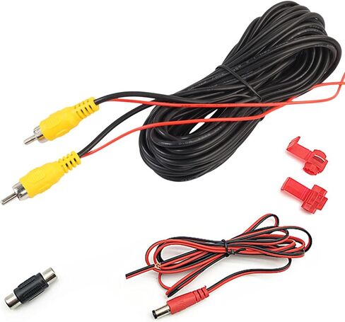 RCA Video Cable, Backup Camera Extension Cable, 100% Shielded, RCA Video Female to Female Coupler, Power Cable, Compatible with Rearview Cameras, DVD Players, TV Boxes, Black (26ft) in Saudi Arabia