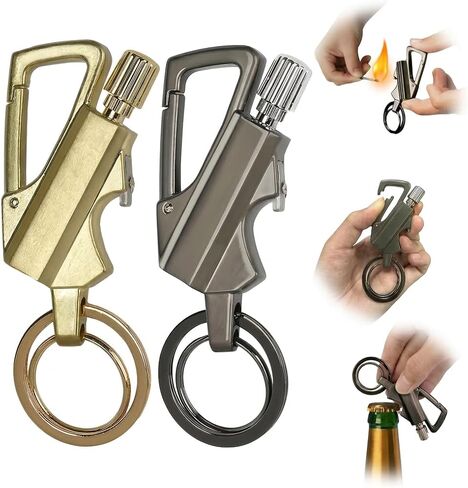 YYS Permanent Match Lighter Keychain 2 Pack - Metal Match Fire Starter with Bottle Opener | Waterproof Reusable Flint Survival Tool for Camping, BBQ, Hiking, Emergency Kit & Outdoor Adventures in Saudi Arabia