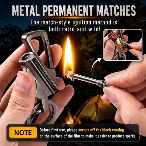 YYS Permanent Match Lighter Keychain 2 Pack - Metal Match Fire Starter with Bottle Opener | Waterproof Reusable Flint Survival Tool for Camping, BBQ, Hiking, Emergency Kit & Outdoor Adventures in Saudi Arabia