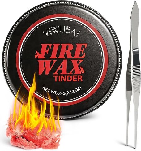 Survival Fire Starter Kit - Stainless Steel Tweezers for Clean Handling -Long Burning Time -Waterproof & Windproof for Wet Wood, Camping Emergency Kits, Hiking & Backpacking in Saudi Arabia