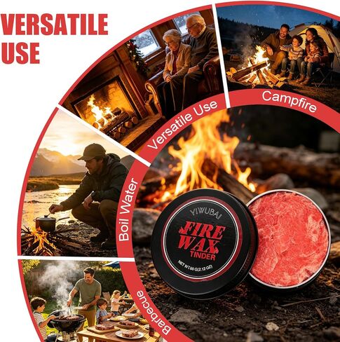 Survival Fire Starter Kit - Stainless Steel Tweezers for Clean Handling -Long Burning Time -Waterproof & Windproof for Wet Wood, Camping Emergency Kits, Hiking & Backpacking in Saudi Arabia