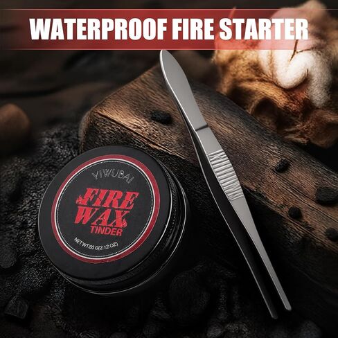 Survival Fire Starter Kit - Stainless Steel Tweezers for Clean Handling -Long Burning Time -Waterproof & Windproof for Wet Wood, Camping Emergency Kits, Hiking & Backpacking in Saudi Arabia