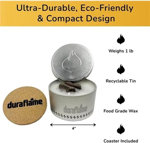 Duraflame™ Tabletop Bonfire & Portable Outdoor Campfire, Fire Pit, Lightweight & Compact, Emergency Fire Kit, Burns up to 4 Hours, Food Grade Wax & Recyclable Tin. in Saudi Arabia