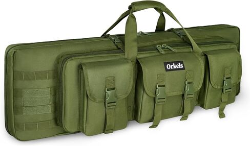ORKELS Double Rifle Case Soft Gun Bag with MOLLE Webbing, Magazine Pockets, Backpack Straps, Waterproof Tactical Long Gun Case for Hunting and Range Shooting in Saudi Arabia