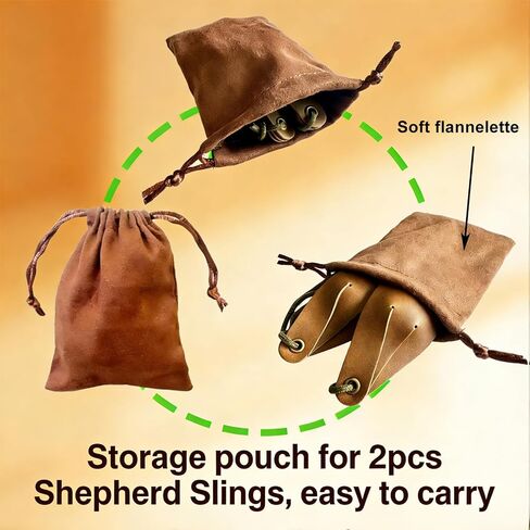 Leather Sling 2-Pack Handmade Paracord Shepherd Sling with Storage Pouch, Old-Fashioned Tennis Ball Thrower for Outdoor Sports & Recreation in Saudi Arabia