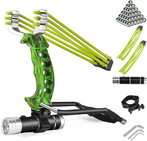 NOBONDO Strong Folding Slingshot - Powerful Adjustable Slingshot Rocket with Wrist Brace Hunting Survival Catapult with 2 Rubber Bands and 100 Ammo Balls in Saudi Arabia