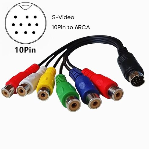 10 Pin DIN to 6 Female Video Converter Cable RGB Component Composite Adapter 30cm for Monitor Projector in Saudi Arabia