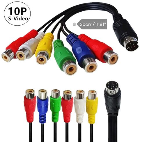 10 Pin DIN to 6 Female Video Converter Cable RGB Component Composite Adapter 30cm for Monitor Projector in Saudi Arabia