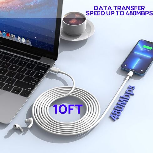 10Foot Fast iPhone Charging Cable,3-Pack Super Fast i Phone Charger USB C Charging Block Wall Charger PD Adapter with 10FT Type C to Lightning Cable Cord for iPhone 14/13/12/11ProMax/XS Max/XS/XR/8/SE in Saudi Arabia