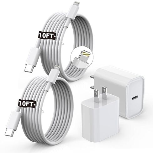 [Apple MFi Certified]10FT Fast iPhone Charger,Extra Long Apple Charger Fast Charging 2Pack USB C Charger Block Plug + 10Foot Lightning Cable Cord for iPhone 14/Pro/Pro Max/Plus/13/12/11/XS/XR/X/SE2022 in Saudi Arabia