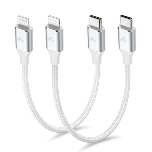 2Pack Short USB C to Lightning Cable 1ft, PD USB C to iPhone Charger Cable MFi Certified, Nylon Braided Short iPhone Charger Cord Fast Charging for iPhone 14 13 12 11 Pro Max XR XS X 8 Plus SE iPad in Saudi Arabia