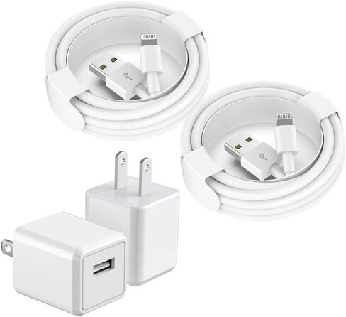 iPhone Charger [Apple MFi Certified] Apple Charger Cord 2Pcak 6FT Lightning Cable Fast Charging with Wall Charger Block Travel Plug Brick Adapter for iPhone 14/13/12/11/XS/XR/SE/7/8/8 Plus/AirPods in Saudi Arabia