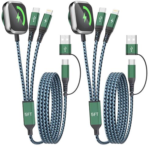 Multi Charging Cable for iPhone Watch Charger with Dual Type-C/IP/iWatch | Charger 5FT 4IN2 USB A/C Phone Charger Cord iWatch Cable Cruise Essentials 2026 Compatible with iWatch/Phone 17-11/Android in Saudi Arabia