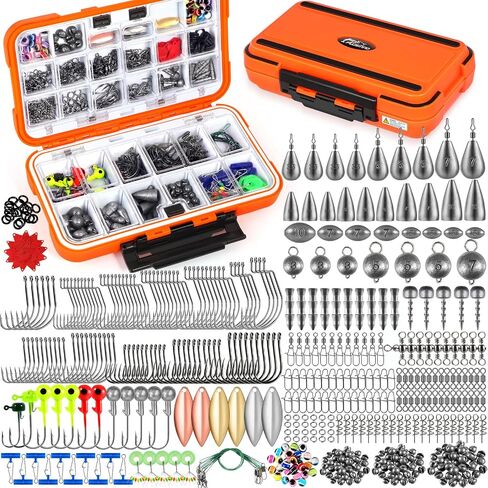 472PCS Fishing Accessories Kit, Waterproof Tackle Box with Tackle Included, Fishing Gifts for Men Included Hooks, Weights, Pliers,Fishing Gear and Equipment for Bass Trout in Kuwait