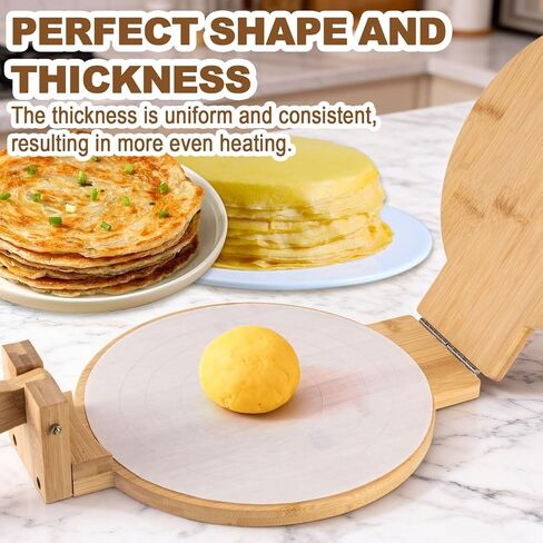 Bamboo Tortilla Press 10 inch - Mexican Tortilla Maker with 100 Parchment Papers | Homemade Flour & Corn Tortillas, Tortillera, Pataconera, Dough Press for Easy Cooking in Saudi Arabia