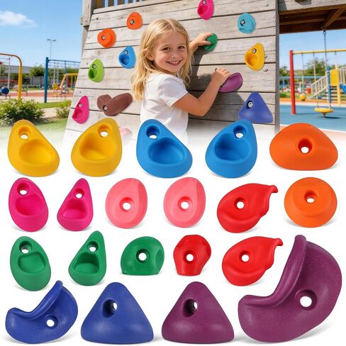 36 PCS Rock Climbing Wall for Kids,Rock Wall Climbing Holds,Adults Climbing Wall Grip Kits Holds Up to 230 lbs for Outdoor Indoor Home Playground Climbing Wall Holds（Pastel Color） in Saudi Arabia
