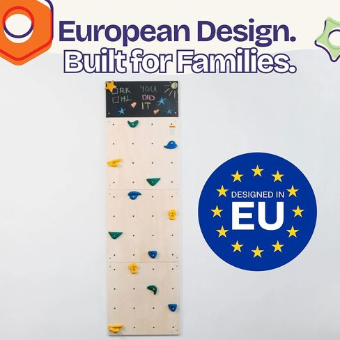 ComfyBumpy Rock Climbing Wall for Kids | Indoor Playground Play Gym Set with Drawing Blackboard & 12 Non-Slip Holds | Durable Wooden Climber Ages 3+ | 132 lbs Capacity | Additional 6 Climbing Holds in Saudi Arabia
