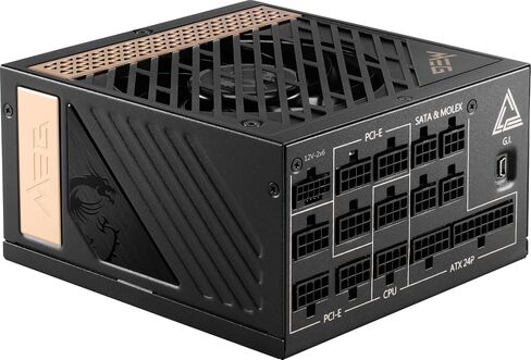 MSI MEG Ai1300P PCIE5, Fully Modular Gaming 1300W Power Supply, 80+ Platinum, Native 12V-2x6 Cable, 100% Japanese Capacitor, ATX 3.1 & PCIe 5.1 Ready, Low-Noise, Sleeve Cables, 10 Year Warranty in Saudi Arabia