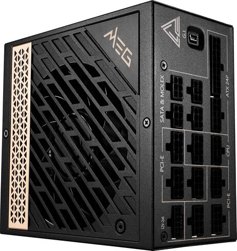 MSI MEG Ai1300P PCIE5, Fully Modular Gaming 1300W Power Supply, 80+ Platinum, Native 12V-2x6 Cable, 100% Japanese Capacitor, ATX 3.1 & PCIe 5.1 Ready, Low-Noise, Sleeve Cables, 10 Year Warranty in Saudi Arabia