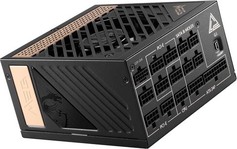 MSI MEG Ai1300P PCIE5, Fully Modular Gaming 1300W Power Supply, 80+ Platinum, Native 12V-2x6 Cable, 100% Japanese Capacitor, ATX 3.1 & PCIe 5.1 Ready, Low-Noise, Sleeve Cables, 10 Year Warranty in Saudi Arabia