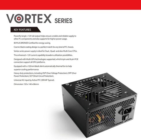RAIDMAX Vortex 700watts 80+ Certified Bronze ATX Power Supply, Continuous Power with 120mm Quiet Fan, ATX 12V V2.3/EPS 12V Active PFC Power Supply (700, Watts) in Saudi Arabia