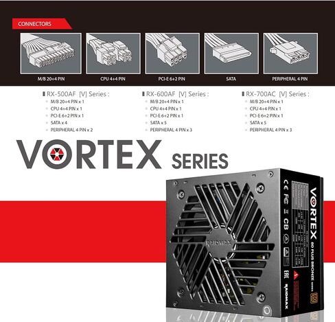 RAIDMAX Vortex 700watts 80+ Certified Bronze ATX Power Supply, Continuous Power with 120mm Quiet Fan, ATX 12V V2.3/EPS 12V Active PFC Power Supply (700, Watts) in Saudi Arabia